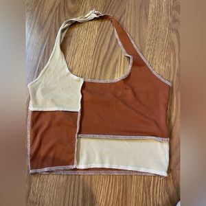 Brown and cream shein halter top